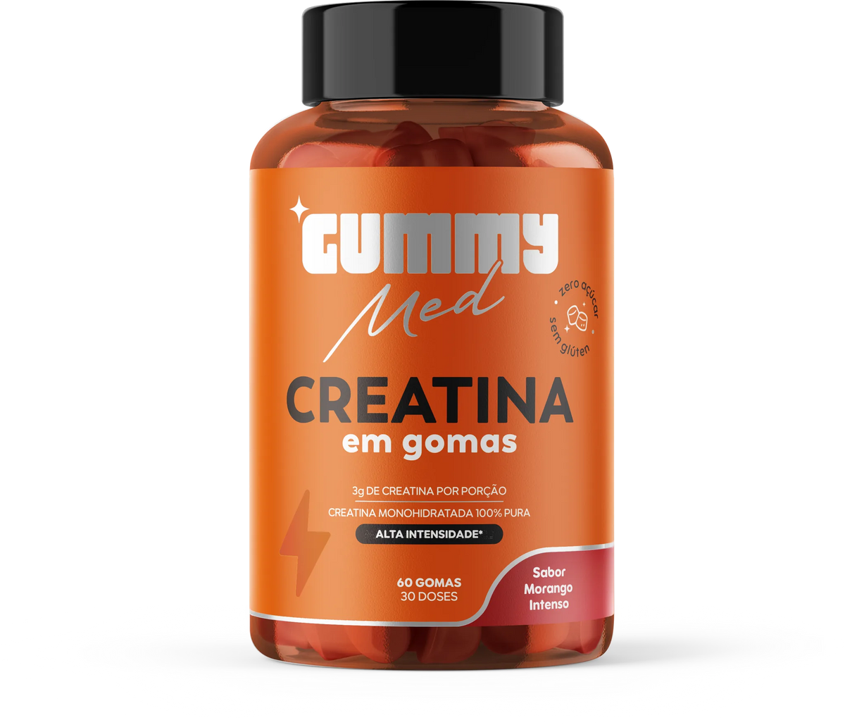 Gummy Med Creatina em gomas sabor Blue Raspberry, pote com 60 gomas