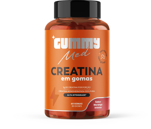 Gummy Med Creatina em gomas sabor Blue Raspberry, pote com 60 gomas